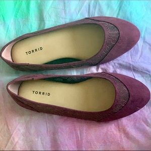 Torrid Burgundy Lace Inset Flats 8.5